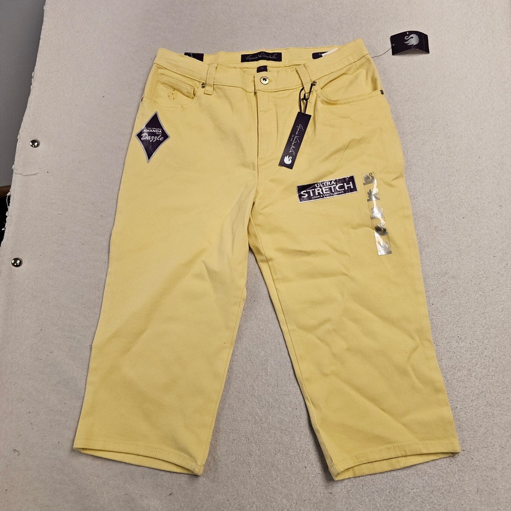 Gloria Vanderbilt Amanda Classic Fit Capri Yellow Ultra Stretch Pants 12P NEW